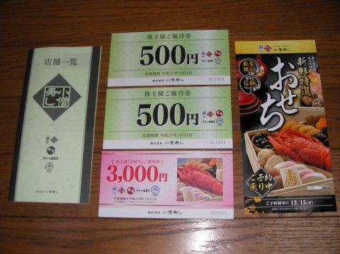 小僧寿しの株主優待
